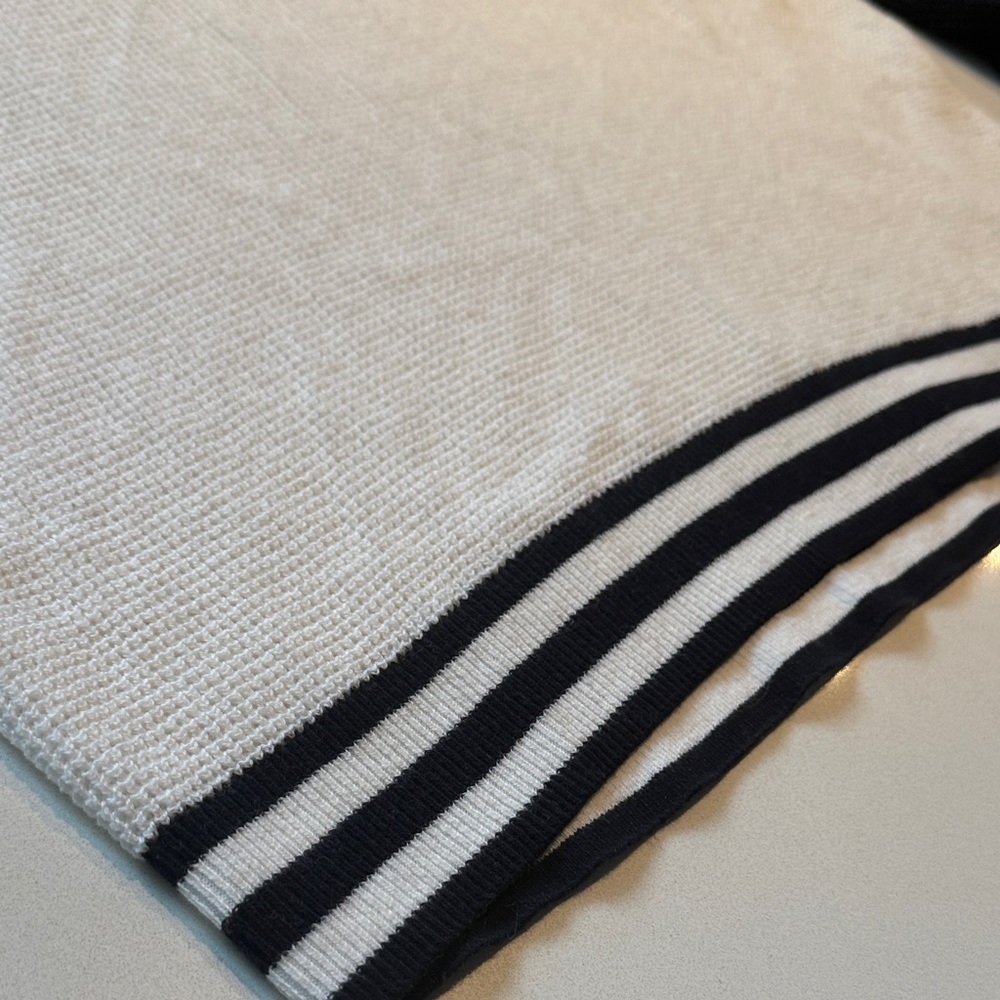 Faherty Throwback Waffle Crew Neck Sweater, Striped, Cotton Cashmere, Size L - Picture 6 of 11